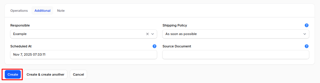 Internal Transfer Additional Section