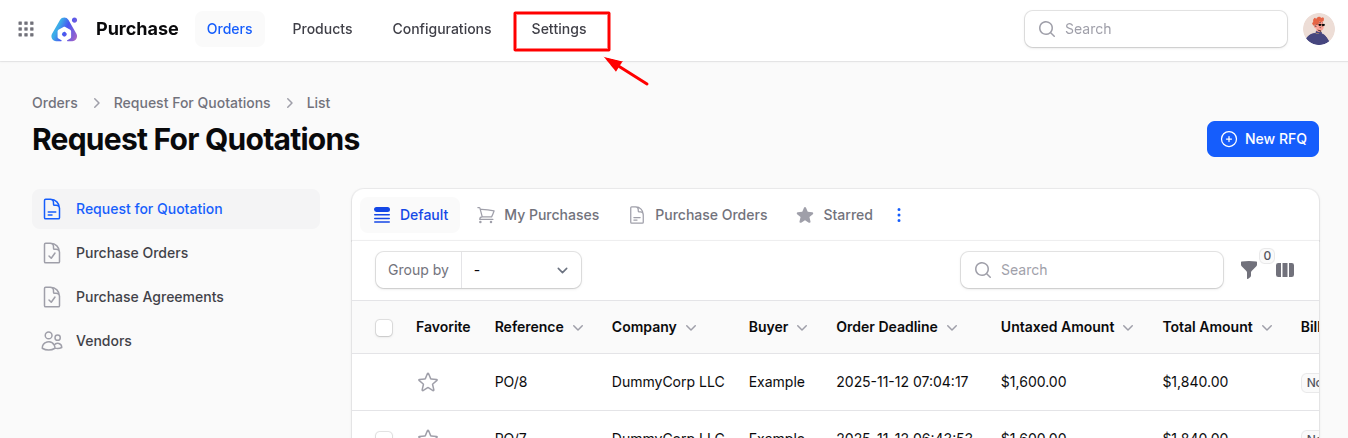 Manage Orders Navigation