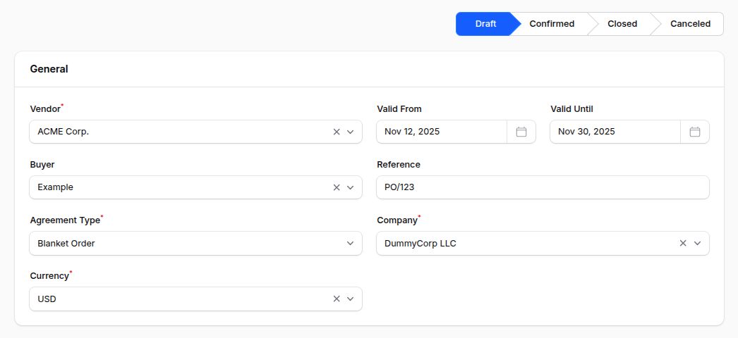 Purchase Agreement General Section