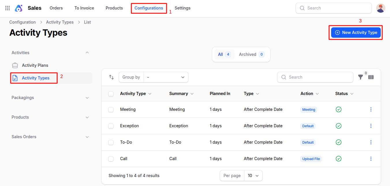 Activity Types Navigation