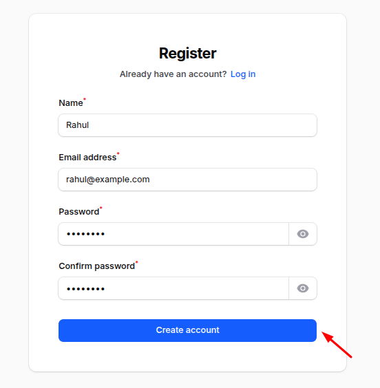 Frontend Registration Form
